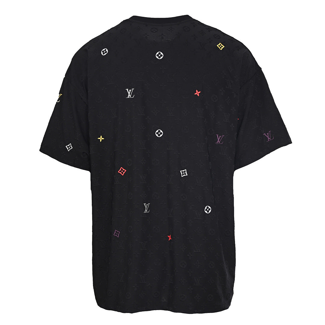 Louis Vuitton All-Over Monogram Short-Sleeve T-Shirt with Embroidered Clover Accents