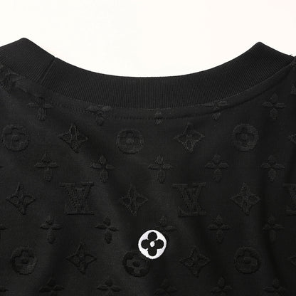 Louis Vuitton All-Over Monogram Short-Sleeve T-Shirt with Embroidered Clover Accents