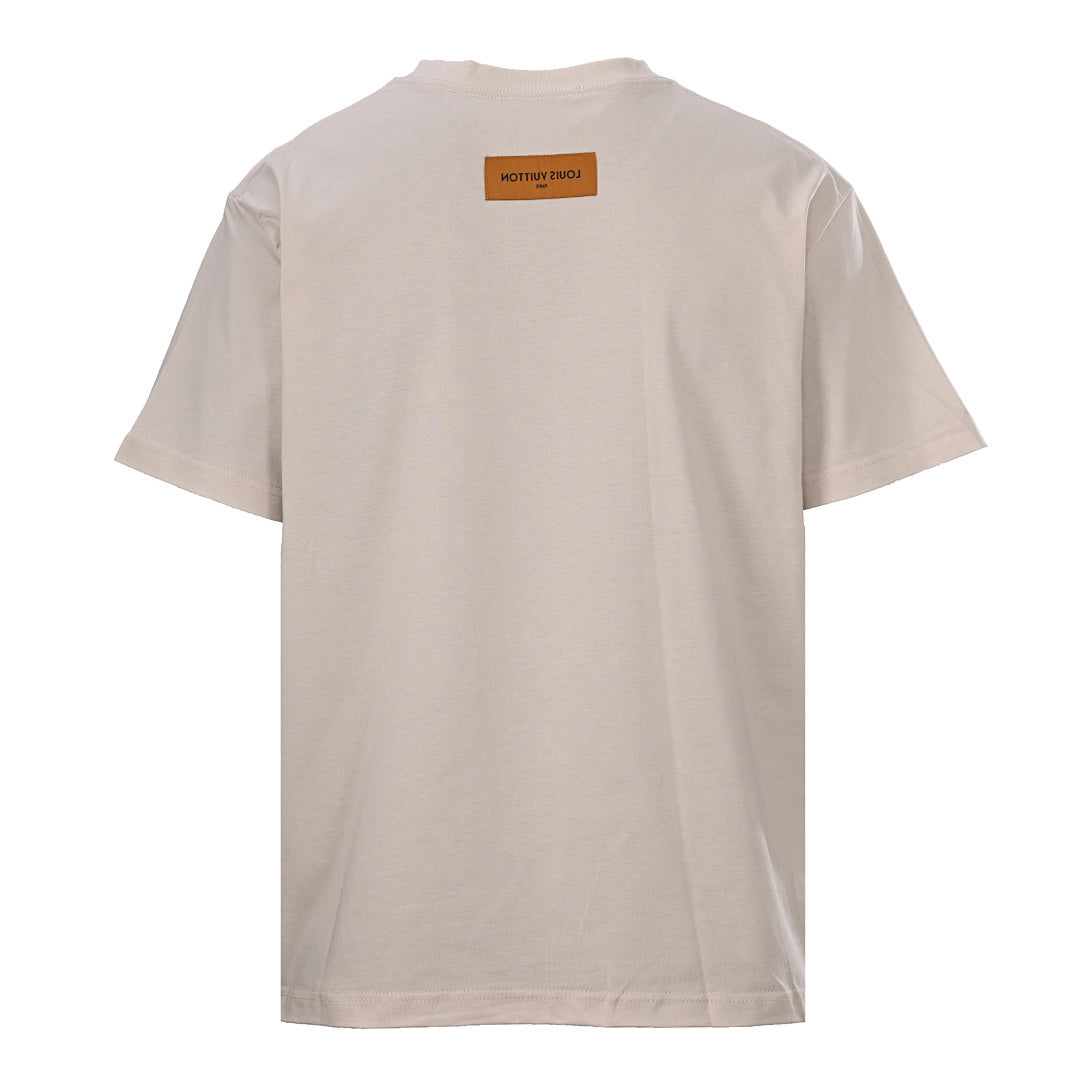 Louis Vuitton Monogram Short-Sleeve T-Shirt with Leather Pocket Patch (Couples' Style)