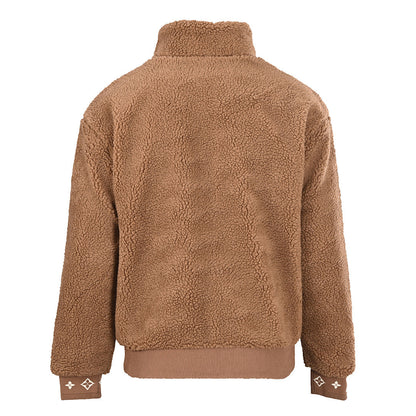 Louis Vuitton Leather Patch Stand-Collar Fleece Jacket