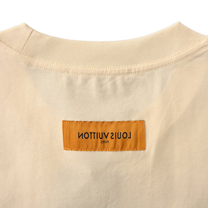 Louis Vuitton Short-Sleeve T-Shirt with Small Blue Floral Embroidered Lettering