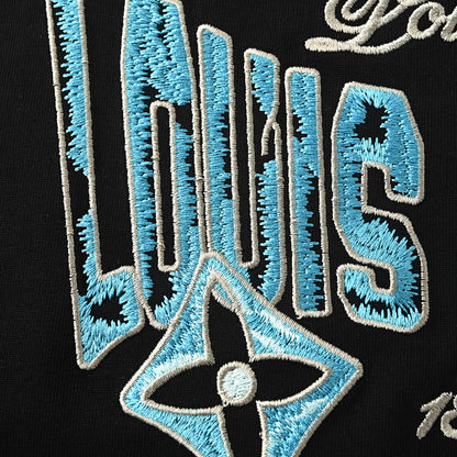 Louis Vuitton Short-Sleeve T-Shirt with Front and Back Lettering and Monogram Embroidery