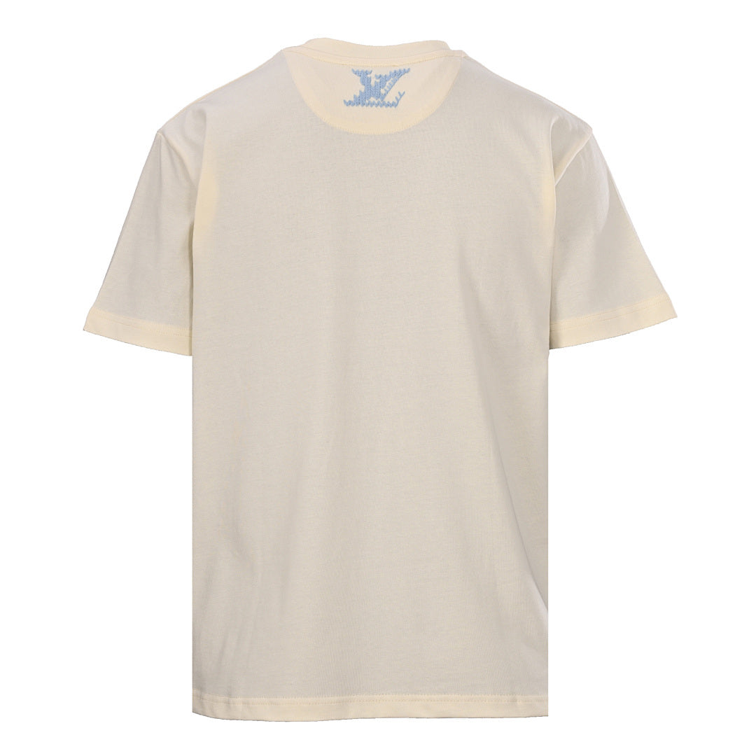 Louis Vuitton Blue Short-Sleeve T-Shirt with Knitted Embroidery
