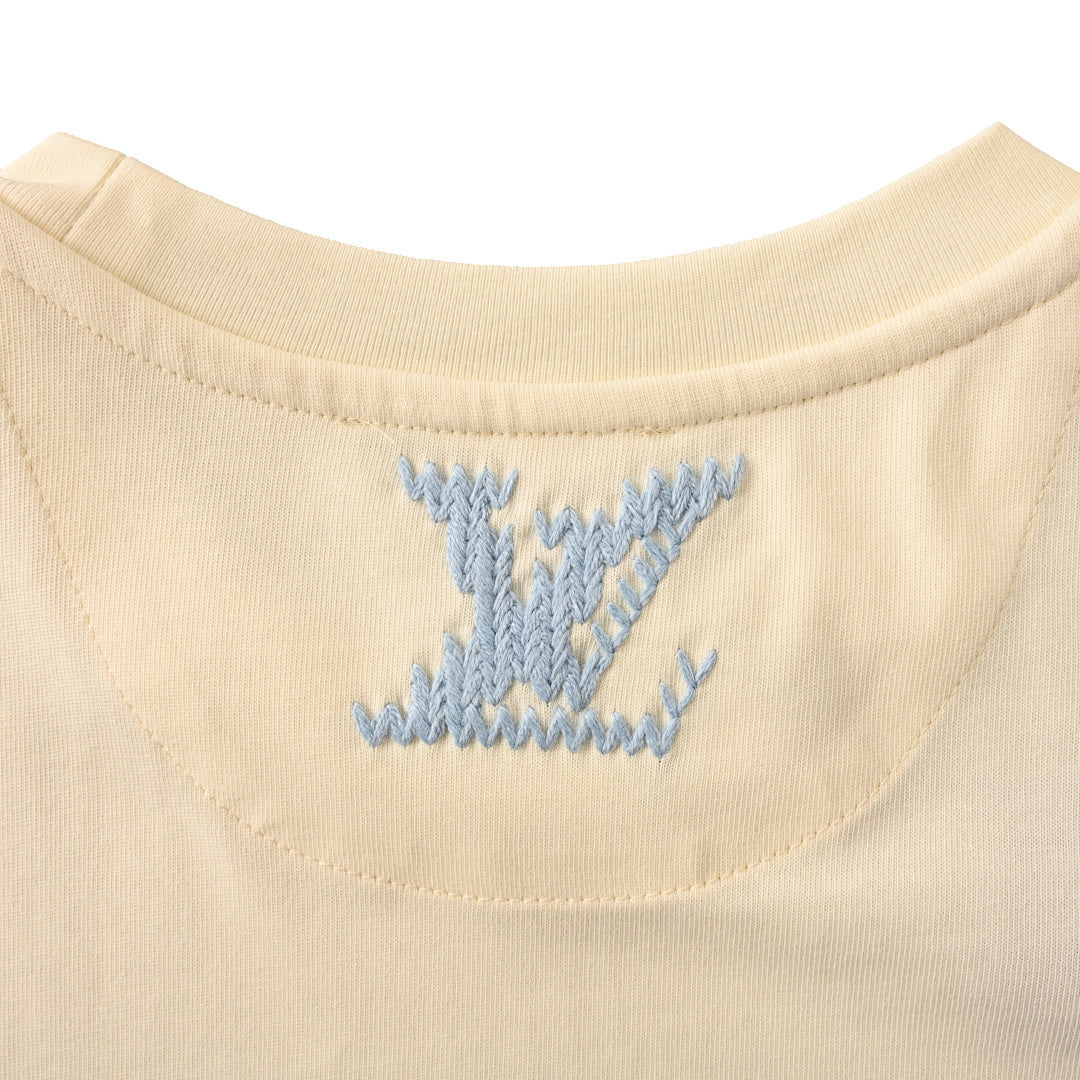 Louis Vuitton Blue Short-Sleeve T-Shirt with Knitted Embroidery