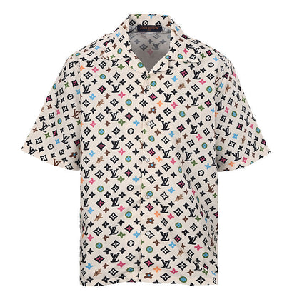 Louis Vuitton Printed Mulberry Silk Short-Sleeve Shirt
