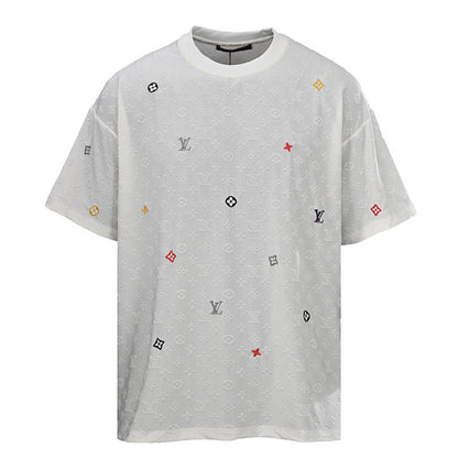 Louis Vuitton All-Over Monogram Short-Sleeve T-Shirt with Embroidered Clover Accents