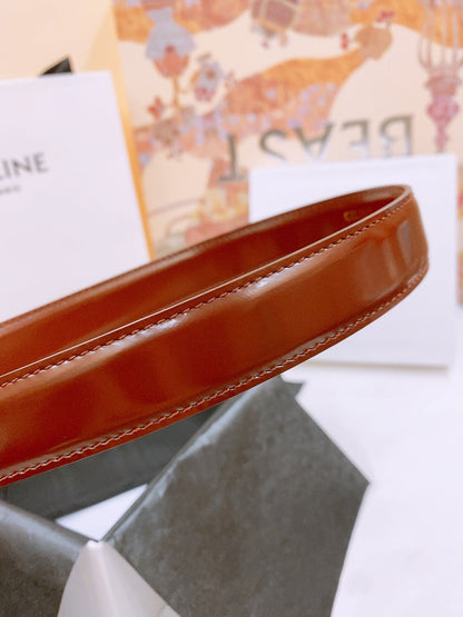 CELINE 25S BELT 25MM WITH ARC DE TRIOMPHE BUCKLE IN BURNT UMBER 571500